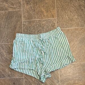 Universal Thread Green and White Striped High Waist Shorts